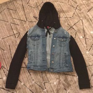 Button up jean hoodie
